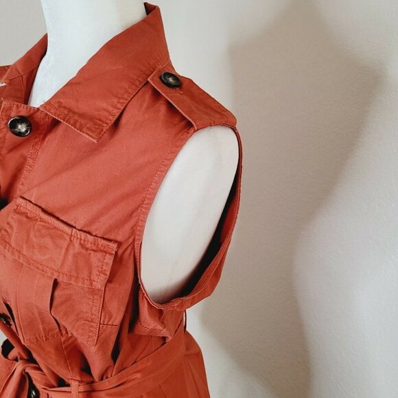 Cato Burnt Orange Sleeveless Belted Cargo Utility Top Size Small - Picture 7 of 12